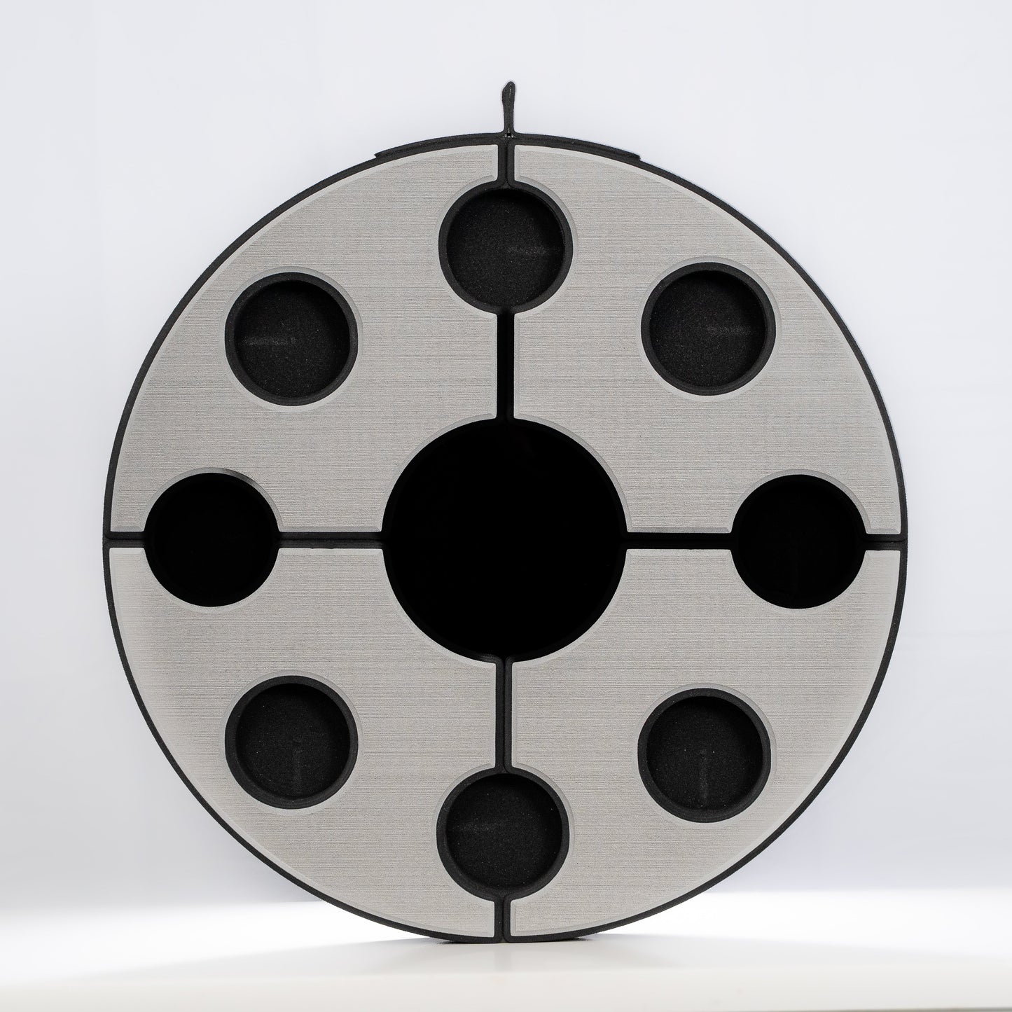 Round floating table - Black & Titanium top view