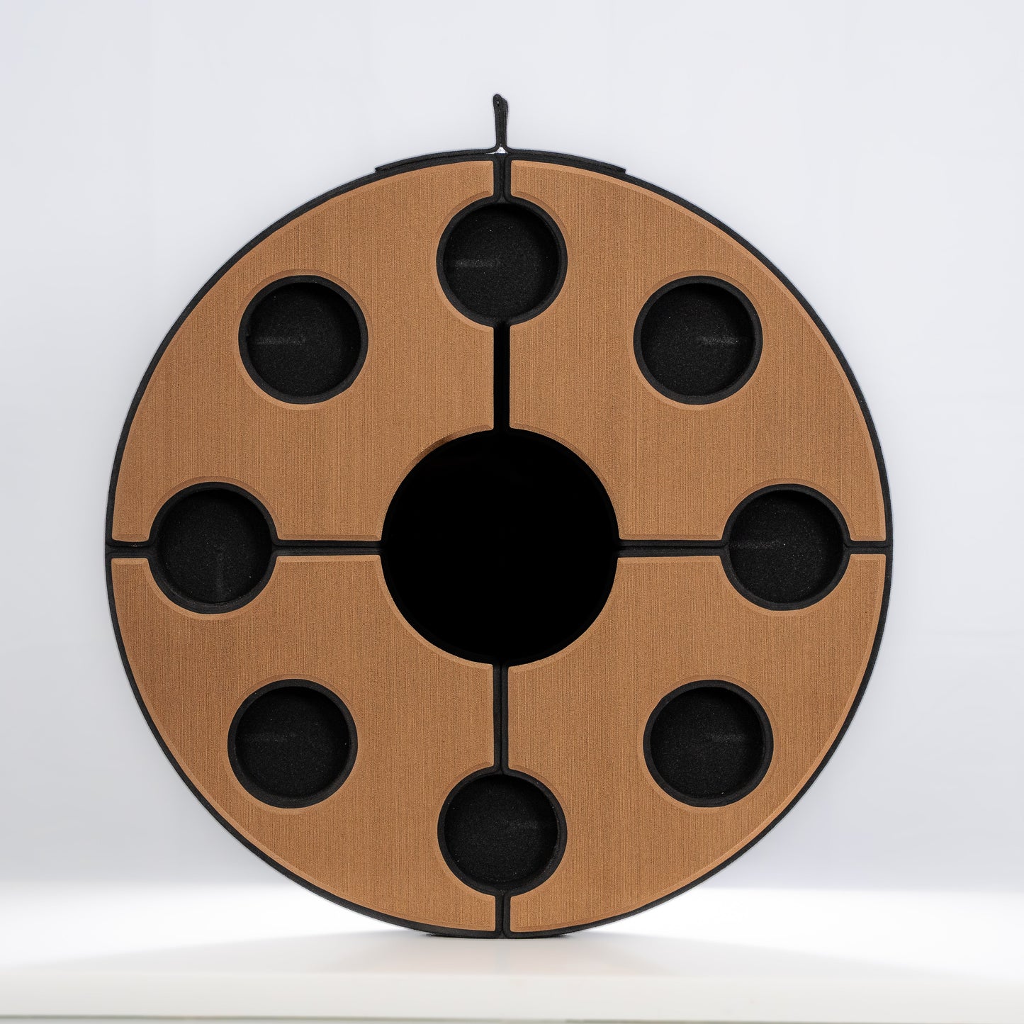 Round floating table with cup holders at the sandbar - Black & Brown