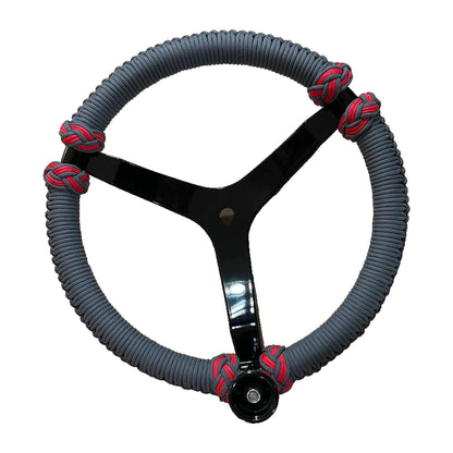 Timon marino PRO-Elements - rayos negros, cordon gris con nudos rojos