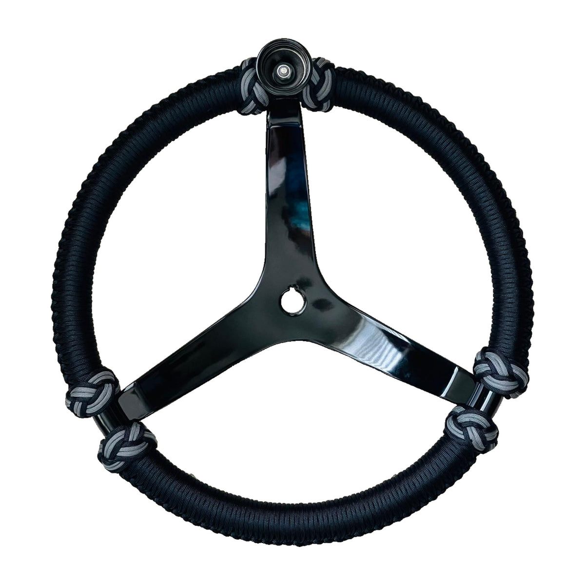 Timon marino PRO-Elements - rayos negros, cordon negro con nudos grises