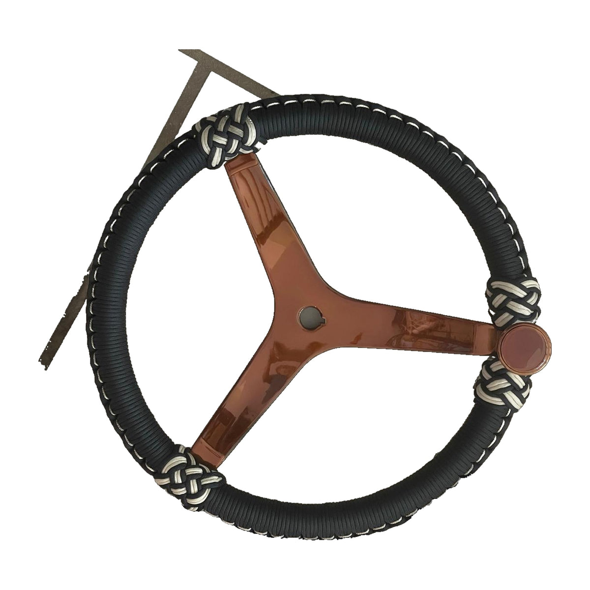 Timon marino PRO-Elements - rayos cobre, cordon negro con nudos crema