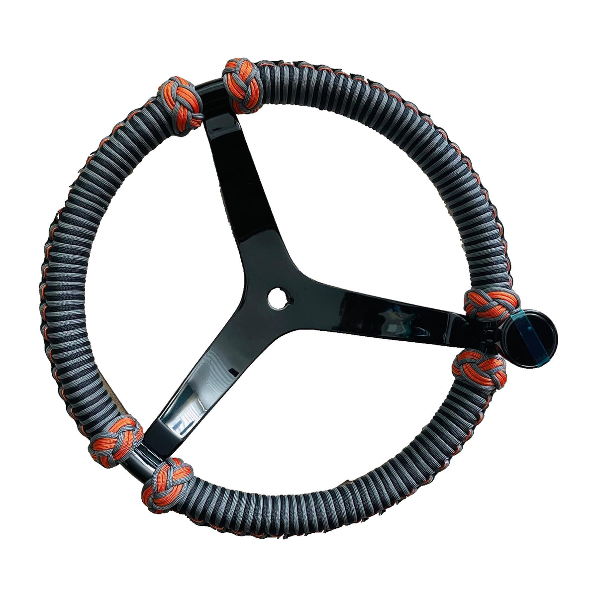 Timon marino PRO-Elements - rayos negros, cordon gris con nudos naranja