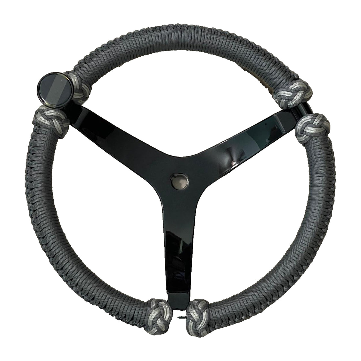Timon marino PRO-Elements - rayos negros, cordon gris con nudos gris claro