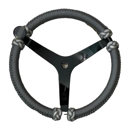 Timon marino PRO-Elements - rayos negros, cordon gris con nudos gris claro