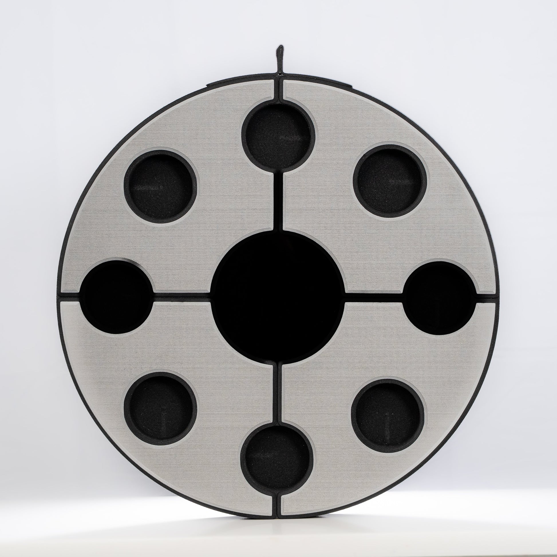 Round floating table - Black & Titanium top view