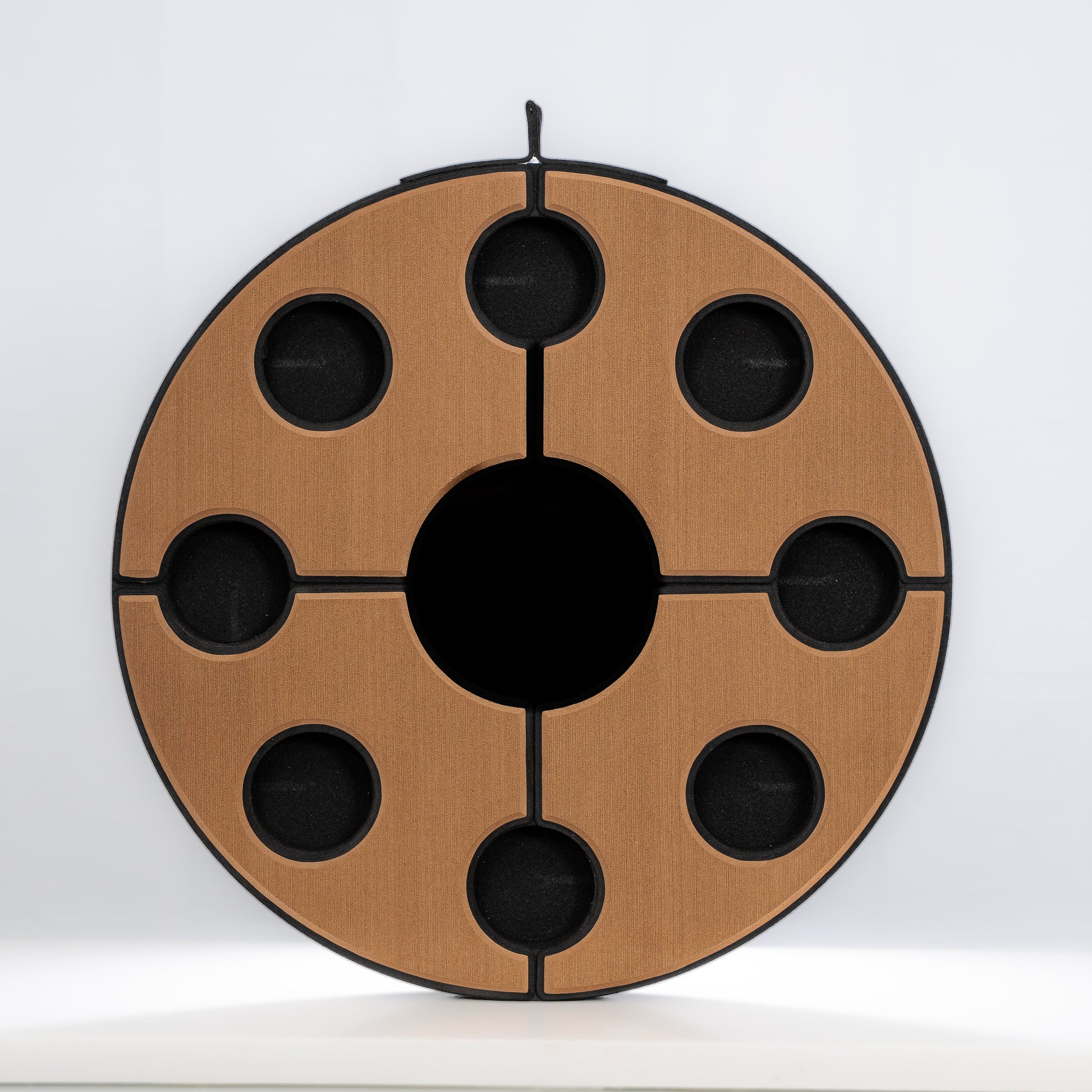 Round floating table with cup holders at the sandbar - Black & Brown