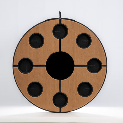 Round floating table with cup holders at the sandbar - Black & Brown