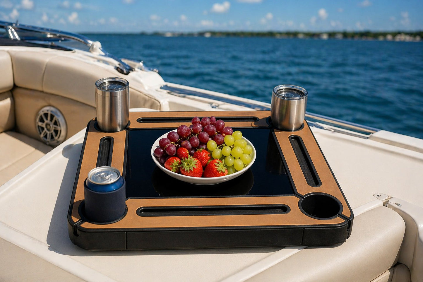 Floating table on boat deck