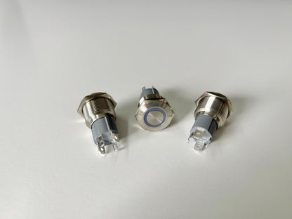Stainless Steel Push Button 15A - LED Ring / 12V